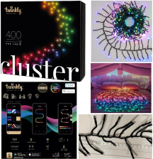 Гірлянда Smart LED  Twinkly Cluster RGB 400, Gen II, IP44, довжина 6м, кабель чорний TWC400STP-BEU