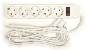 Мережевий фільтр PowerPlant 3 м, 3x1.5мм2, 10А, 5 розеток, евростандарт (JY-1056/3)