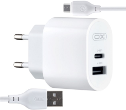 Зарядний пристрій  XO L97 (1Type-C/1USB/2.4A) + USB - MicroUSB White (XO-L97-MC)