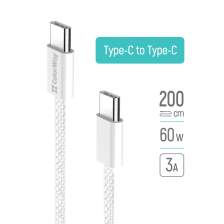 Кабель  Colorway Type-C - Type-C (braided cotton) (PD Fast Charging 60W) 3.0А 2м сірий