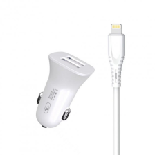 Автомобільний зарядний пристрій SkyDolphin SZ09L (2USB, 3.4A) White (AZP-000108) + кабель Lightnin