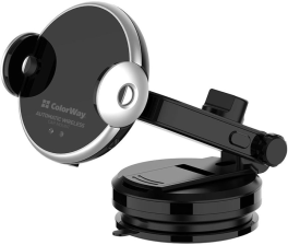 Автомобільний тримач  ColorWay AutoSense Car Wireless Charger 15W (Dashboard + Air Vent) CW-CHAW039Q-BK