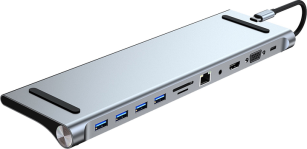 Док-станція  Dynamode 11-в-1 USB-C to HDTV 4K/30Hz, VGA, 4хUSB3.0, RJ45, USB Type-C PD, Audio 3.5 мм, SD/MicroSD 