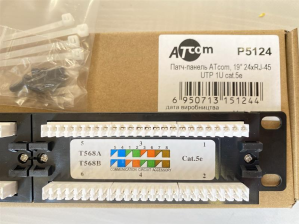 Патч-панель Atcom P5124 19" 24хRJ-45 UTP 1U cat.5е