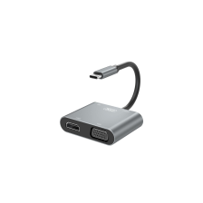 Перехідник  XO 4-in-1 Dock USB-C (HDMI/VGA/USB3.0/USB-C PD) (XO-HUB001SL)