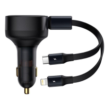 Автомобільний зарядний пристрій  Baseus Enjoyment Retractable 2-in-1 Car Charger C+L 30W Black
