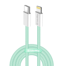 Кабель  ColorWay Lightning + USB Type-C (M/M), 3.0 А, 1 м, Grey (CW-CBPDCL061-GR)