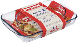Форма  PYREX н-р форм 2пр (прямокут 40х27, овал 30х21см) (913S604/8044)