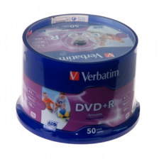 Диск DVD+R Verbatim 4.7Gb 16X CakeBox 50шт WidePrintable 