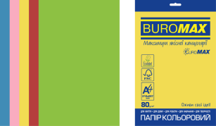 Папір  Buromax А4, 80g, INTENSIVE, 5colors, 20sh, EUROMAX (BM.2721320E-99)
