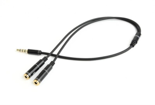 Аудіокабель Cablexpert (CCA-417M) 3.5 mm 4-pin-3.5 mm stereo+микрофон, 0.2м, 