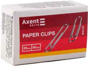 Скріпки канцелярські  Axent п'ятикутні нікельовані 28мм 100шт (картонна упаковка) (4113-A)