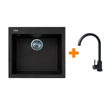 Мийка кухонна ADAMANT Univer чорна c сифоном Nova + кухонний змішувач