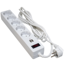 Фільтр мережевий PATRON 3m + 2 USB 2.0, 2.1A, 5 роз. White (EXT-PN-SP-53-USB-W)