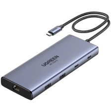 Док-станція  USB3.2 Type-C --> HDMIx2, 60Hz/2xUSB-A/2xUSB-C 3.2/ RJ45/SD/TF/PD 100W CM639 Ugreen