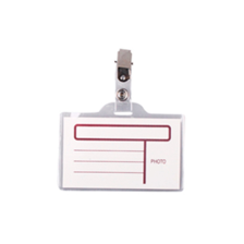 Бейдж  H-Tone горизонтальный с металлическим клипом, 16 мкм, уп. 50 шт (BADGE-HT-JJ41307)