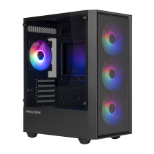 Корпус  Prologix E107 Tempered Glass 1xUSB2.0, 2xUSB3.0, Black, без БЖ