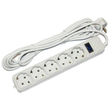 Мережевий фільтр MERLION G545, 220В 10А, 5 розеток, 4,5 м, сечение 3х0,75мм, серый Q30