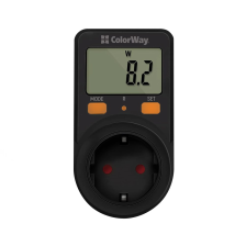 Енергометр цифровий  (W/V/A/C/KWh) СolorWay для розетки (16A/3680W) (CW-VM16-01D)