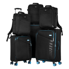 Набір валіз  2E, Trek, (L+M+S), TSA, 4 колеса, + 3 рюкзаки Cabin (2E-BPET-CABIN-BK), поліестр, чорний
