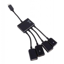 USB концентратор (Hub) Lapara 3 порта USB 2.0 + 1 порт MicroUSB Black