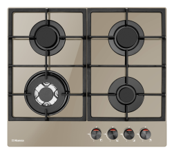 Варильна поверхня  Hansa  газова на склі, 59см, чавун, бежевий BHKY61139