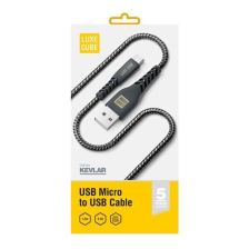 Кабель  Luxe Cube Kevlar USB - micro USB (M/M), 1.2 м, чорний (8886668686242)