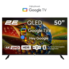 Телевізор  50" 2E QLED 4K 60Hz Smart Google TV Black 2E-50A77Q