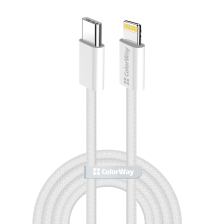 Кабель  ColorWay Lightning + USB Type-C (M/M), 3.0 А, 1 м, Grey (CW-CBPDCL061-GR)