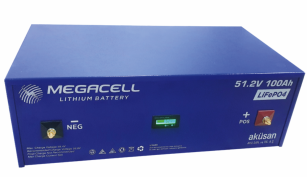 Акумулятор LiFePO4 MEGACELL 48V (51.2V)/100Ah SMART BMS BlueTooth керування. Метал