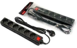 Мережевий фільтр  FrimeCom (FC-B2006W) 1.8m Black