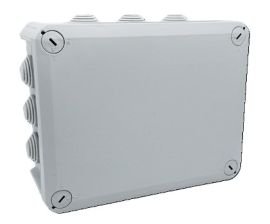 Коробка розподільна герметична/зовнішня   190х150х75мм; IP66 пластик; (РР) 10 гермовводів; біла/сіра