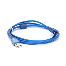 Кабель USB 2.0 AM/AF 1.5m ferrite transparent blue Voltronic (YT-AM/AF-1.5TBL)