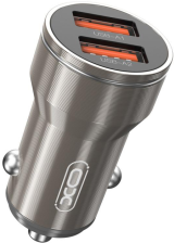 Автомобільний зарядний пристрій XO CC48 + cable Lightning Smart Metal 2USB, 2.4A Grey (XO-CC48i-GR)