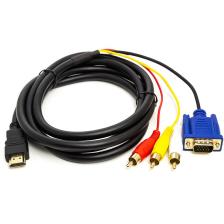 Кабель HDMI PowerPlant (CA912018) HDMI-VGA/3xRCA, 1м Black