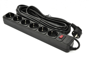 Мережевий фільтр  6 РОЗЕТОК BLACK 10.0 м, 3*1мм2 SP-10610 PATRON