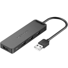USB Хаб USB 2.0 -> 4xUSB 2.0, 0.15м, Black Vention
