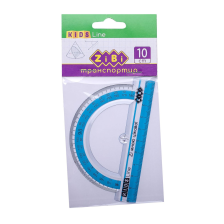 Лінійка  ZiBi Транспортир 100мм, з блакитною смужкою, блістер (ZB.5640-14)