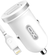 Автомобільний зарядний пристрій XO 2xUSB 2.1A + cable USB to Lightning white (TZ08-L-WH)