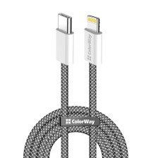 Кабель  ColorWay Lightning + USB Type-C (M/M), 3.0 А, 1 м, Purple (CW-CBPDCL061-PU)