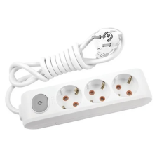 Мережевий подовжувач Panasonic X-tendia із заземленням 3 гнізда, 3 м, з захистними шторками, з вимикачем, сіри