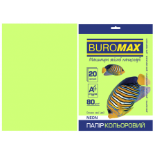 Папір  Buromax А4, 80g, NEON green, 20sh (BM.2721520-04)