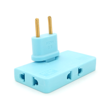 Трійник + перехідник  3 in 1, UK/US-EU, 220В, 10А, поворотний 180 °, Blue