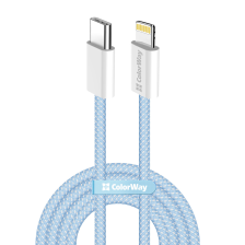 Кабель  ColorWay Lightning + USB Type-C (M/M), 3.0 А, 1 м, Grey (CW-CBPDCL061-GR)