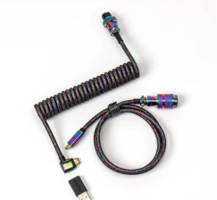 Дата кабель  USB-C + USB A to USB-C 1.08m Premium Coiled Aviator black Keychron (CAB7_KEYCHRON)