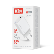 Зарядний пристрій ColorWay GaN Mini 65W PD Port PPS USB-C White (CW-CHS049PD-WT)