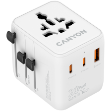 Зарядний пристрій  Canyon OnTour 20 2xUCB-C + USB-A EU/UK/US/AUS 20W White (CNS-TA20W1005W) 