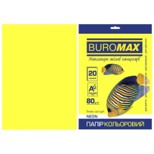 Папір  Buromax А4, 80g, NEON yellow, 20sh (BM.2721520-08)