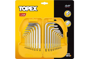 Набір ключів шестигранних Topex HEX и Torx, набор 18 шт.*1 уп. (35D952)