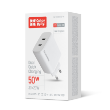 Зарядний пристрій Colorway PD Port USB PPS (Type-C PD 30W + Type-C PD 20W) 50W білий